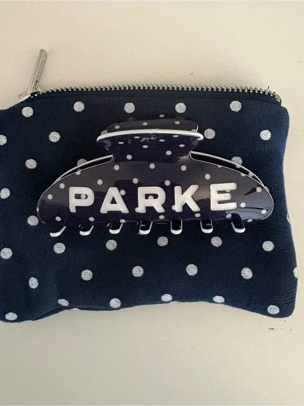 NWT PARKE Denim Polka Dot Claw Clip